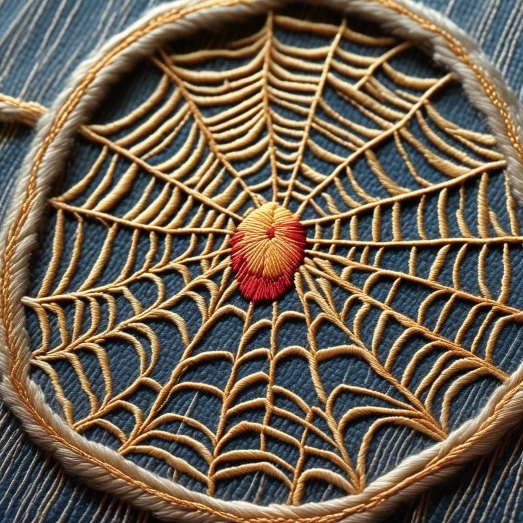 embroidered spider web or pizza?