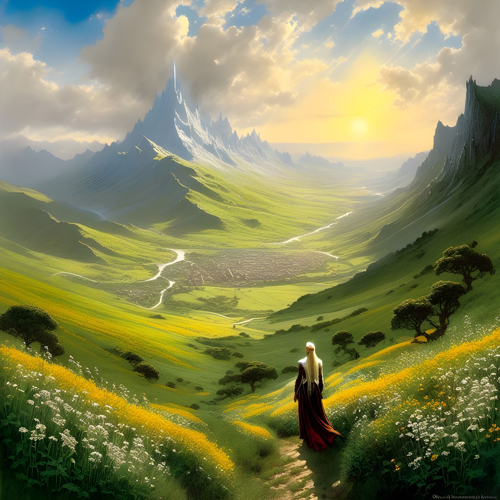 Elven Maiden in Tumladen: A Fantasy Art Piece