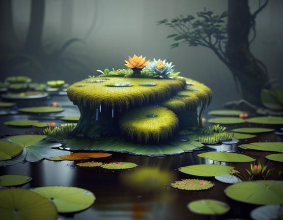 Female Amphibioid in Misty Environment, 3D Cinematic