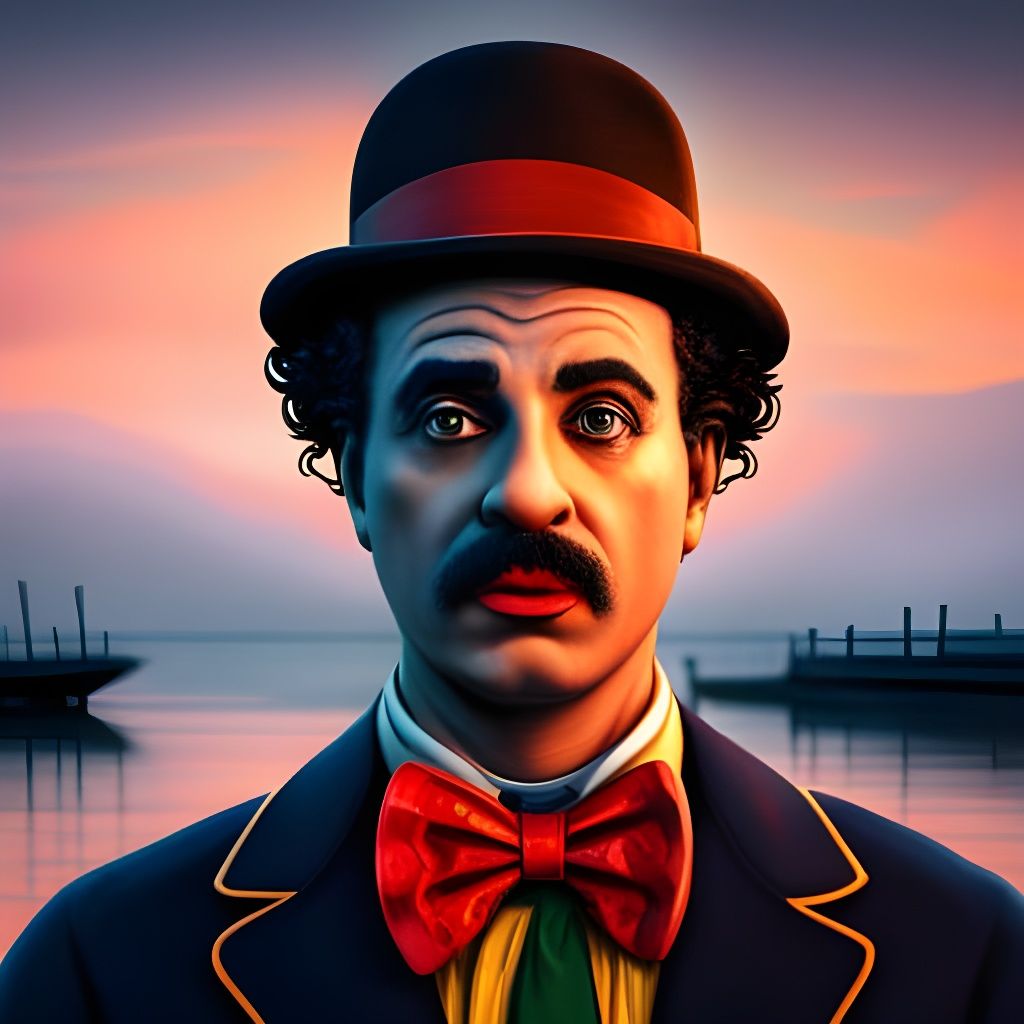 Sad Clown Portrait in Norman Rockwell Style