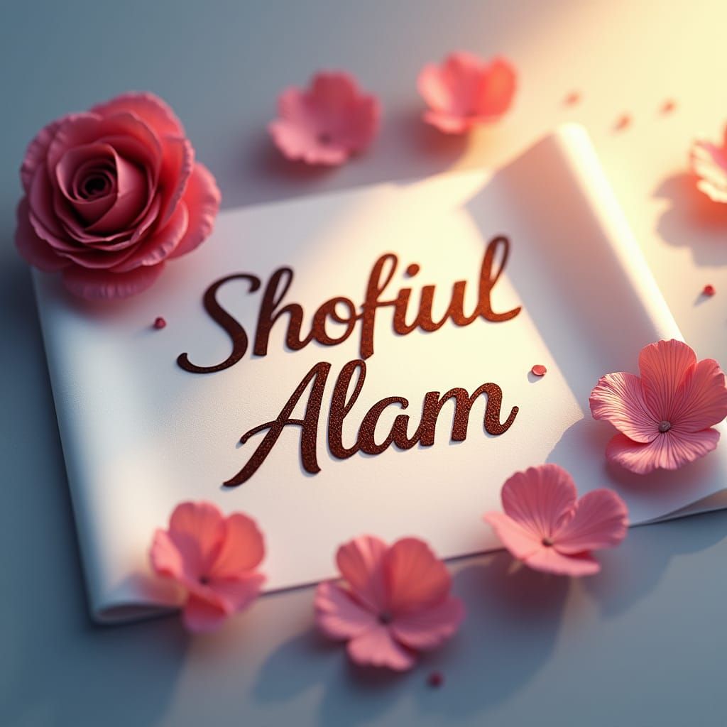 Elegant Script with Roses and Soft Lighting