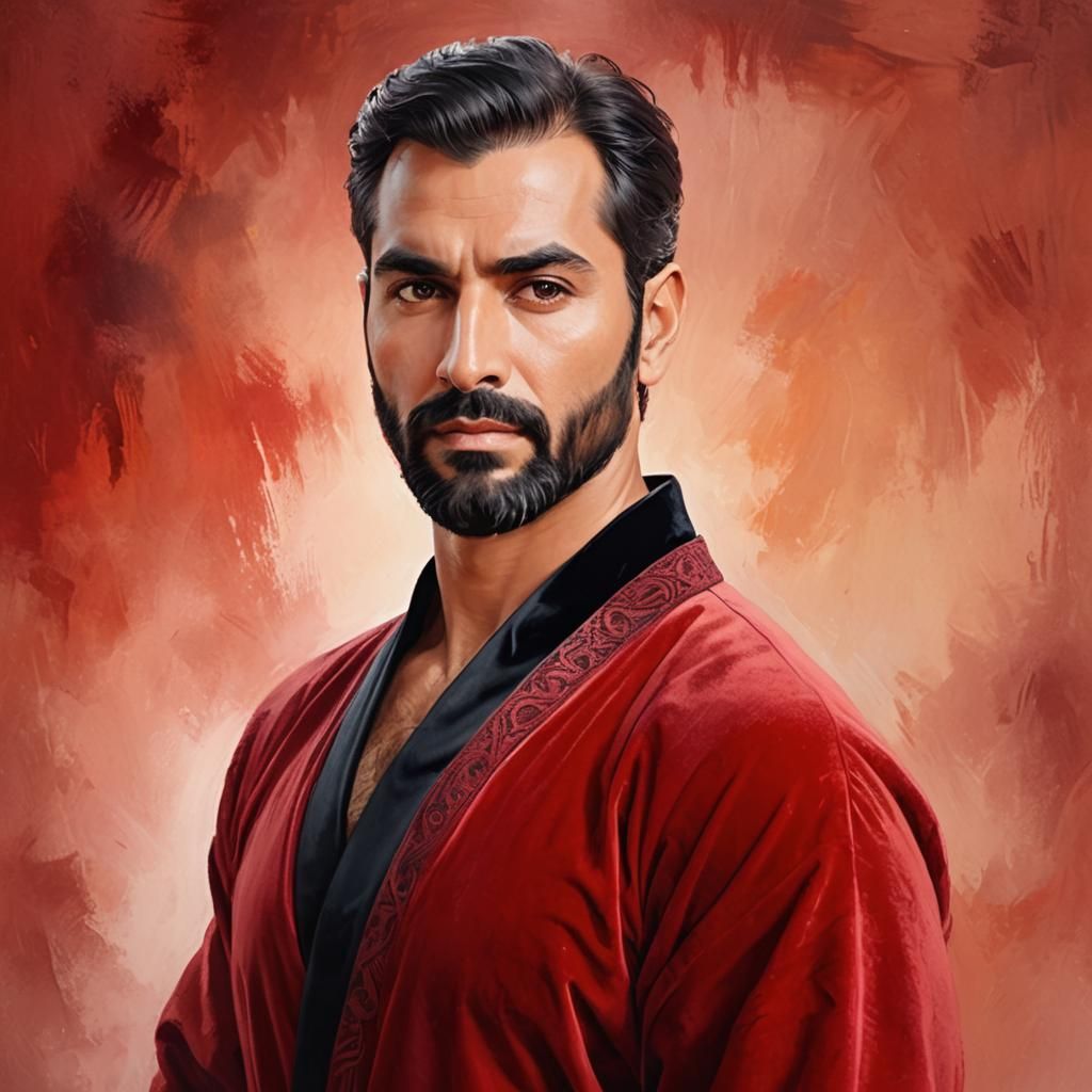 Dramatic Portrait of Man in Velvet Robe