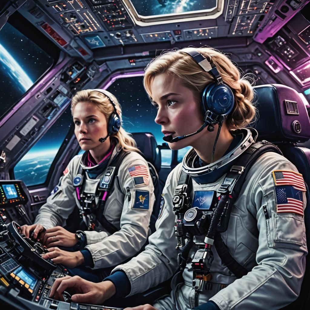 Astronauts in Space Marines Cockpit: Hyper-Realistic Photo