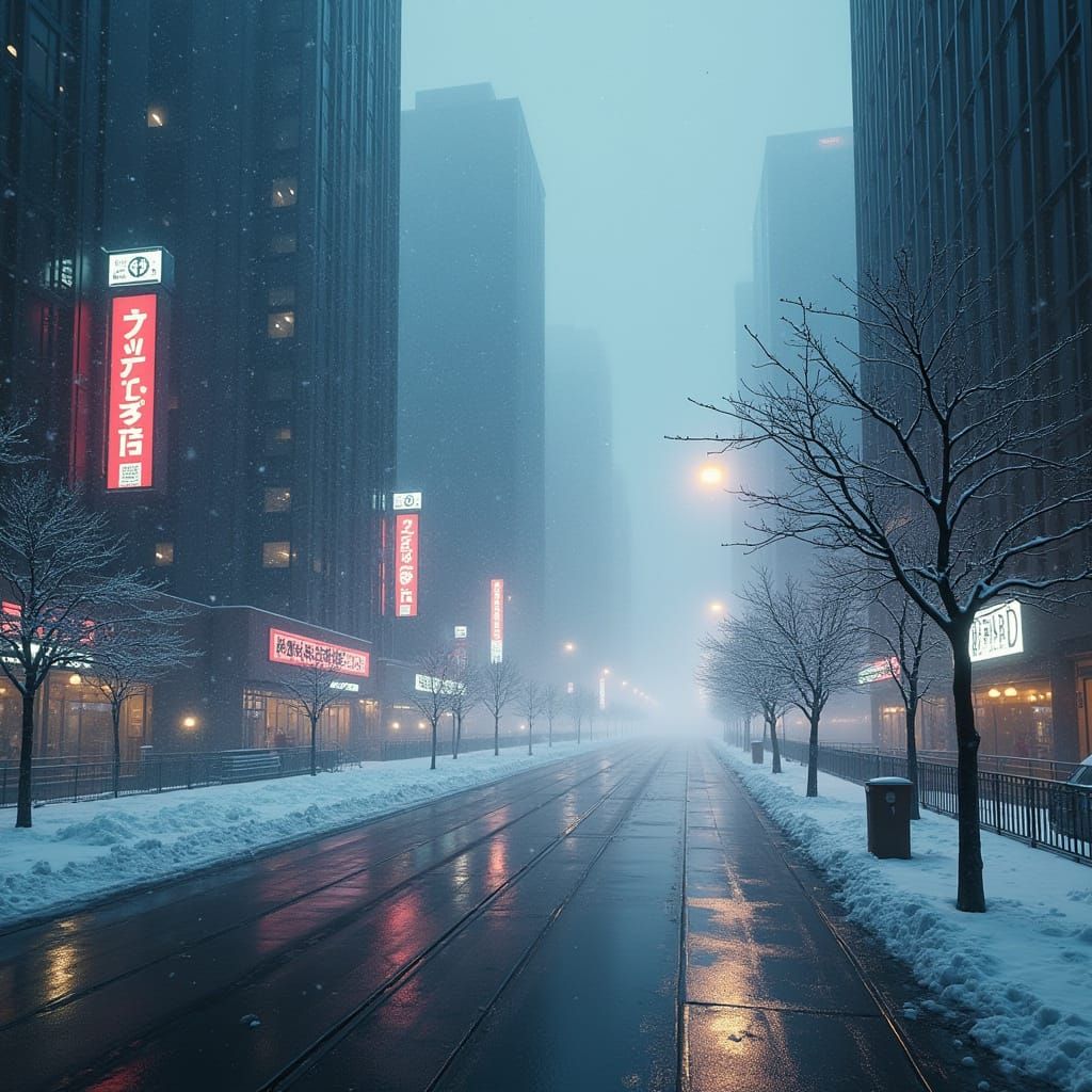 Ethereal Metropolis in Blizzard Conditions