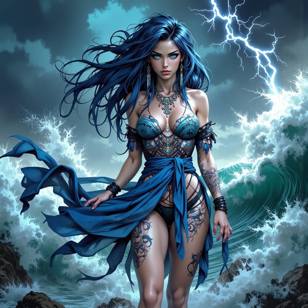 Ocean Mage Conjures Storm, Anime Style