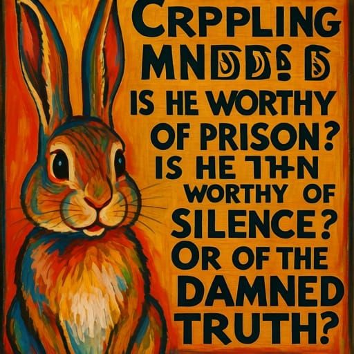 Disturbing Rabbit Portrait in Expressionist Style