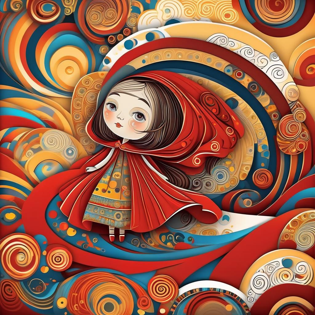 Gustav Klimt-Inspired Little Red Riding Hood