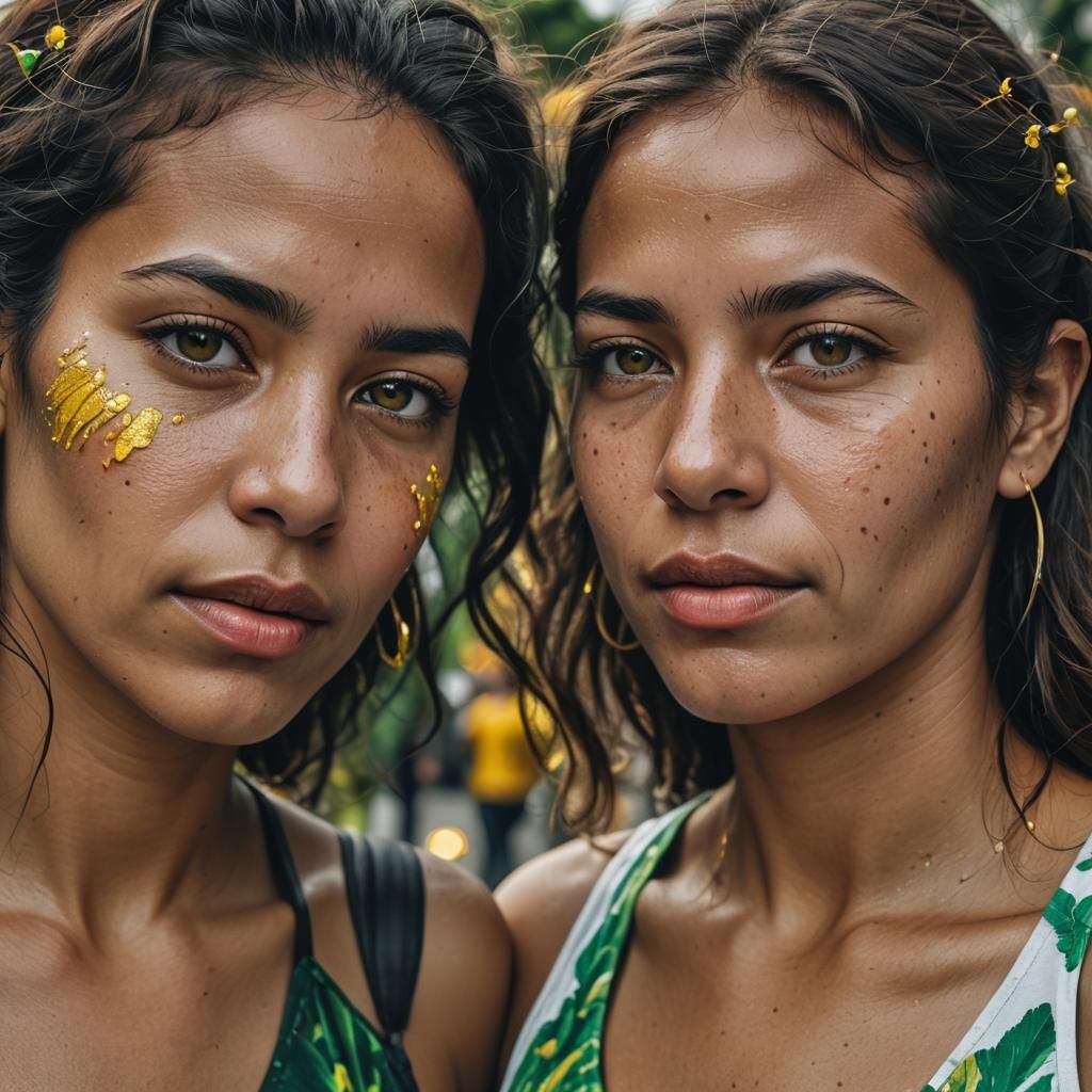 Passionate Kiss in Rio: A Hyperrealistic Street Portrait