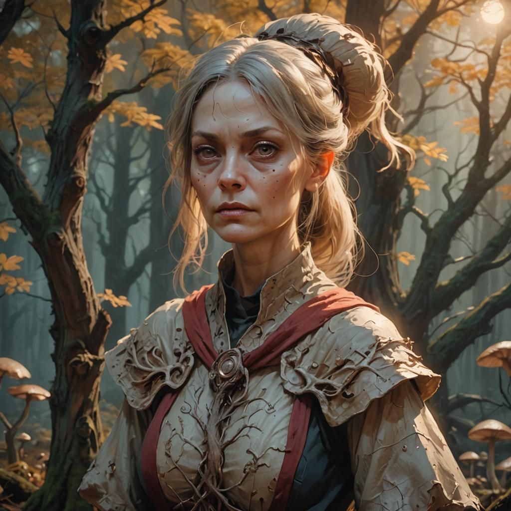 Dark Fantasy Mother in Mystical Forest