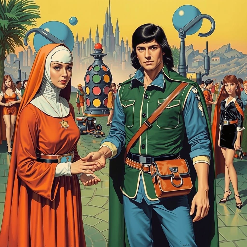 Retro-Futuristic Liminal Space in Vibrant Triadic Colors