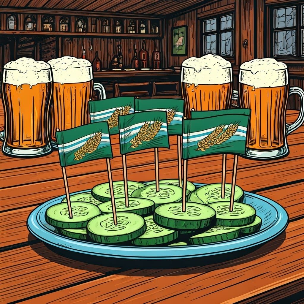 English Pub Scene in Vibrant Pop-Art Style