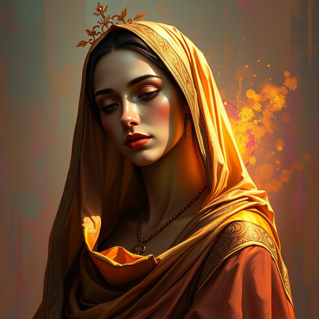 Hyperrealistic Madonna Portrait in Golden Light