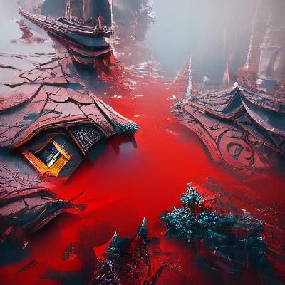 Blooded Blood House in Detailed Matte Painting Style
