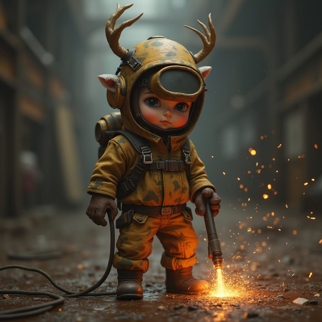 Baby Welder in Camo Suit, Digital Art