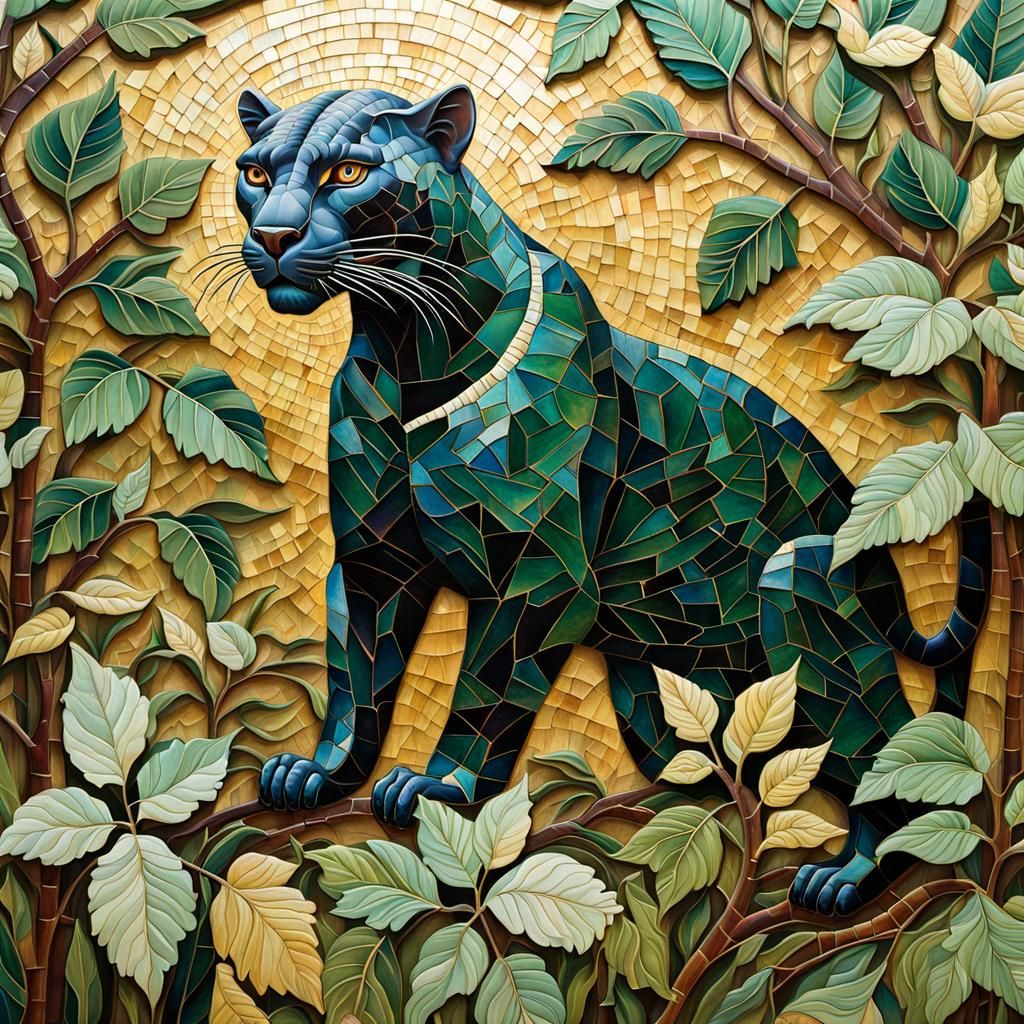 Panther in Blackberry Thicket: Folk Art Mural