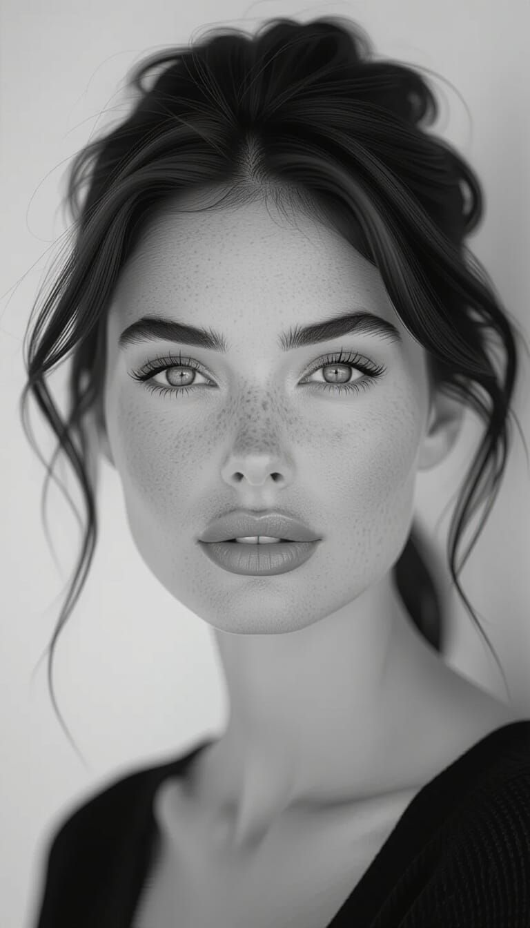 Ultra Realistic Black and White Woman Portrait