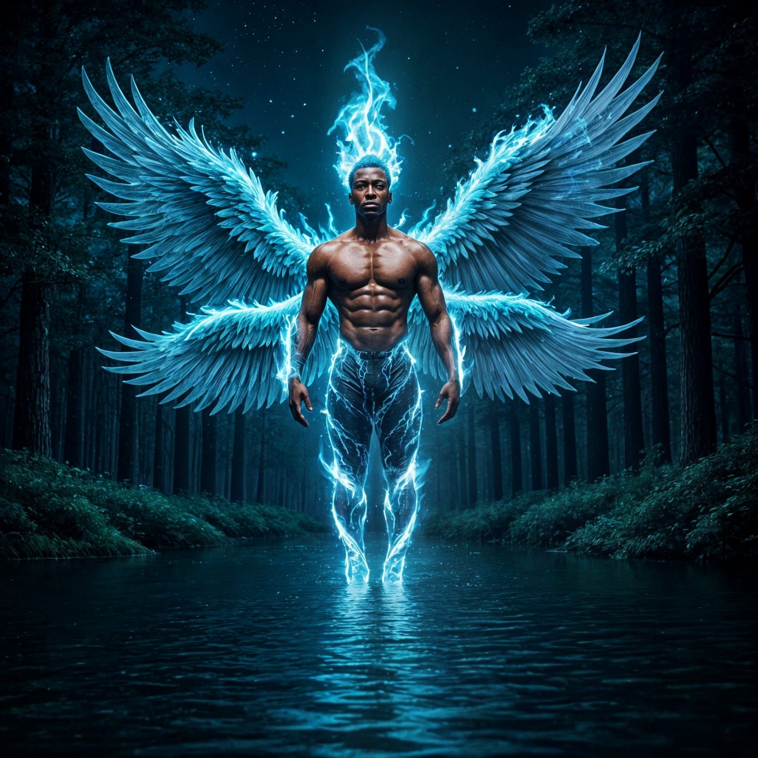 Nigerian Fire Spirit with Blue Flames