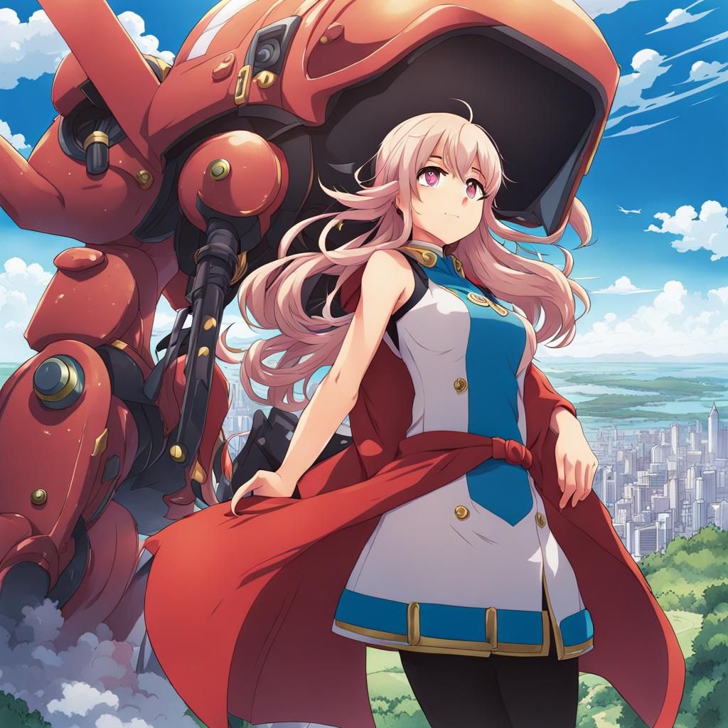 Giant Girl in Anime Key Visual Style