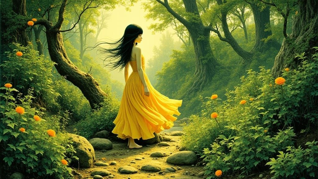 Enchanting Forest Nymph in Sunlight, Pulp Adventure Style