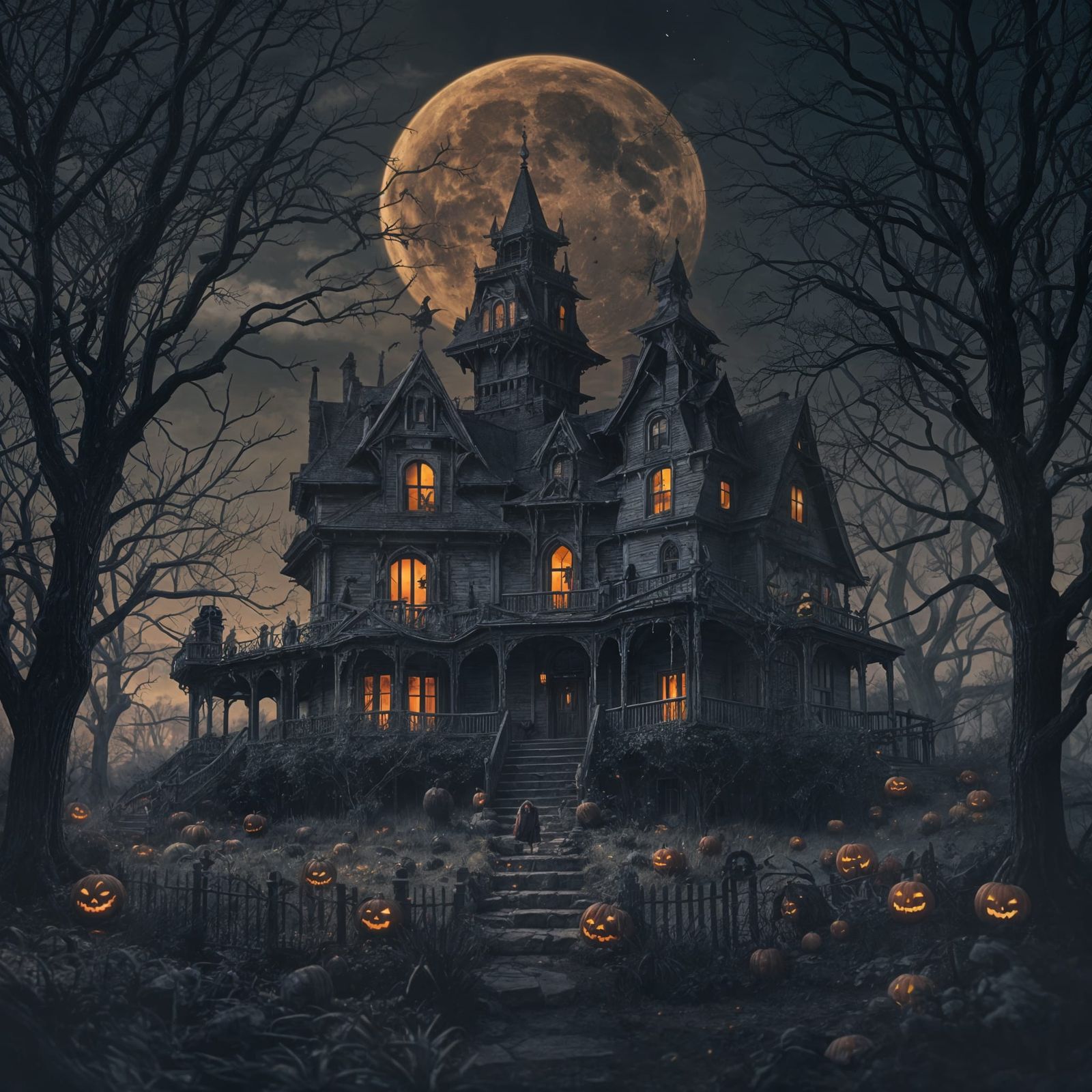 Haunted Halloween House in 90s Nostalgic Style