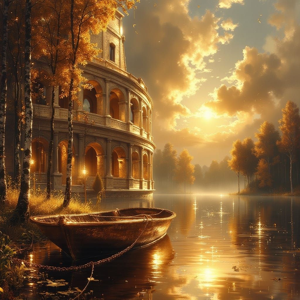 Fantasy Rome Cityscape with Ethereal Elements