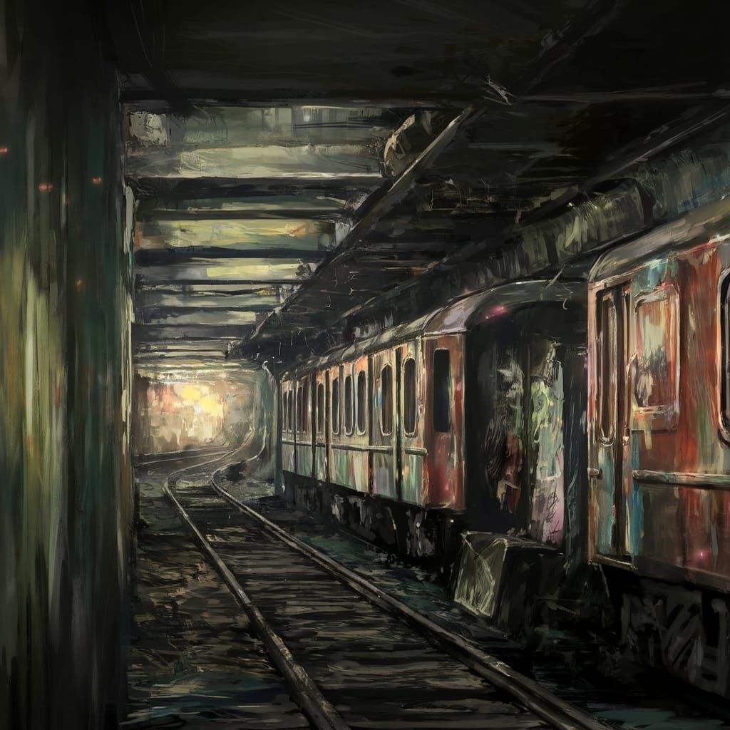 Abandoned Subway Station in Vibrant Hyperrealism