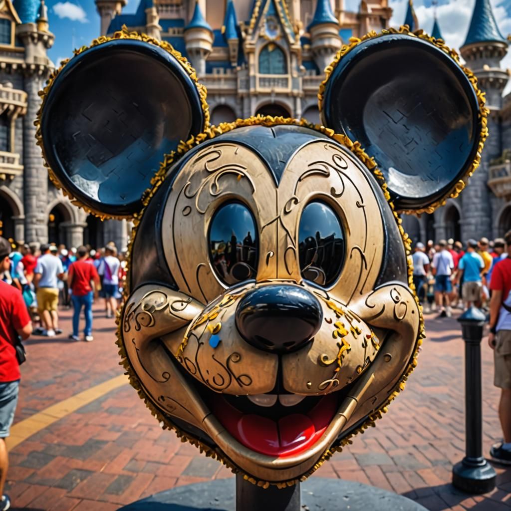 Mickey Mouse Mask at Disney World: Hyperrealistic Image