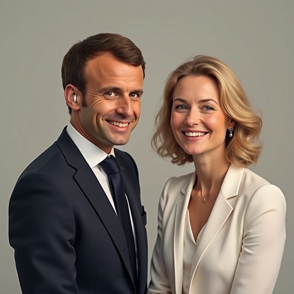 Elegant Portrait of Emmanuel Macron in Realistic Style