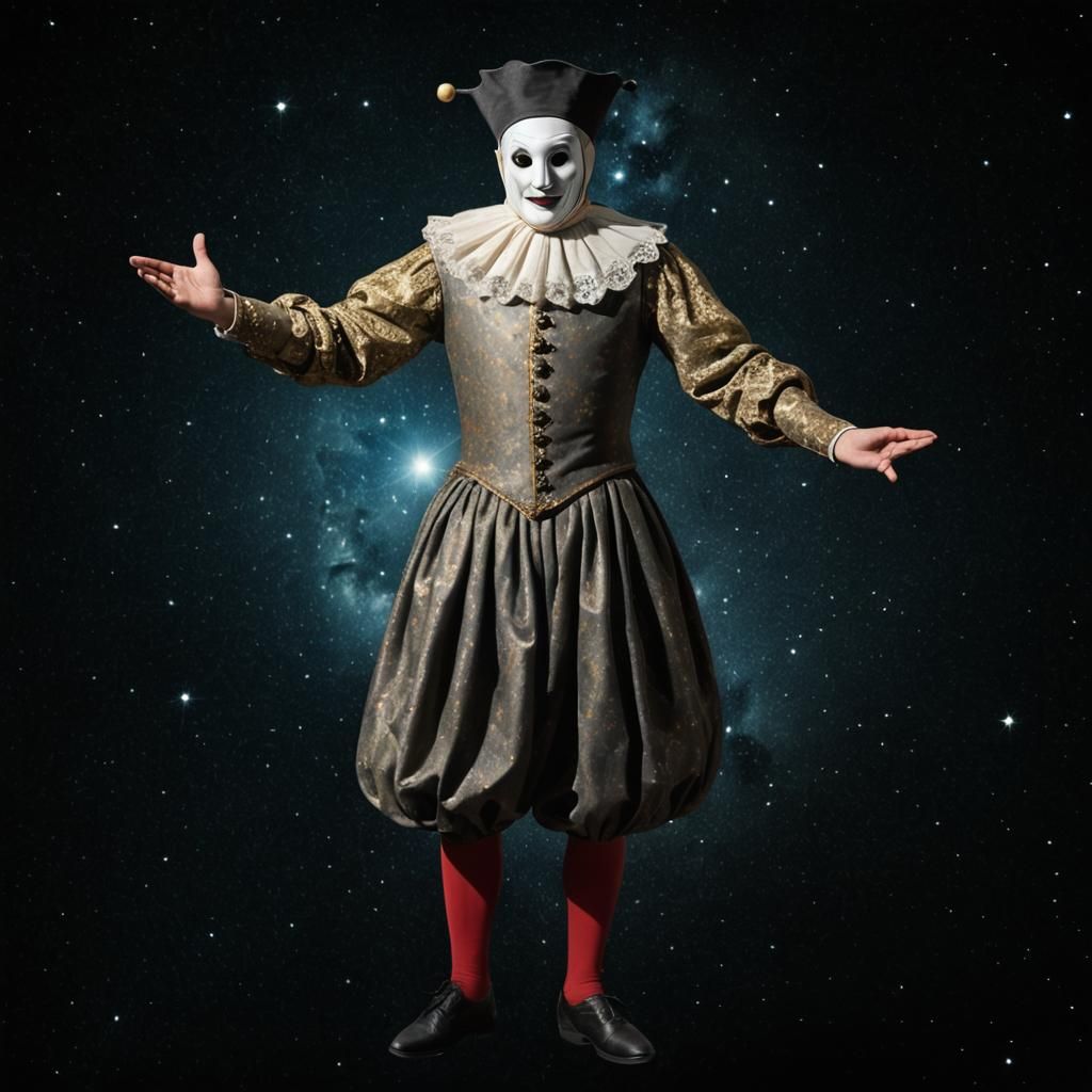 Commedia Dell'arte Performers in Space