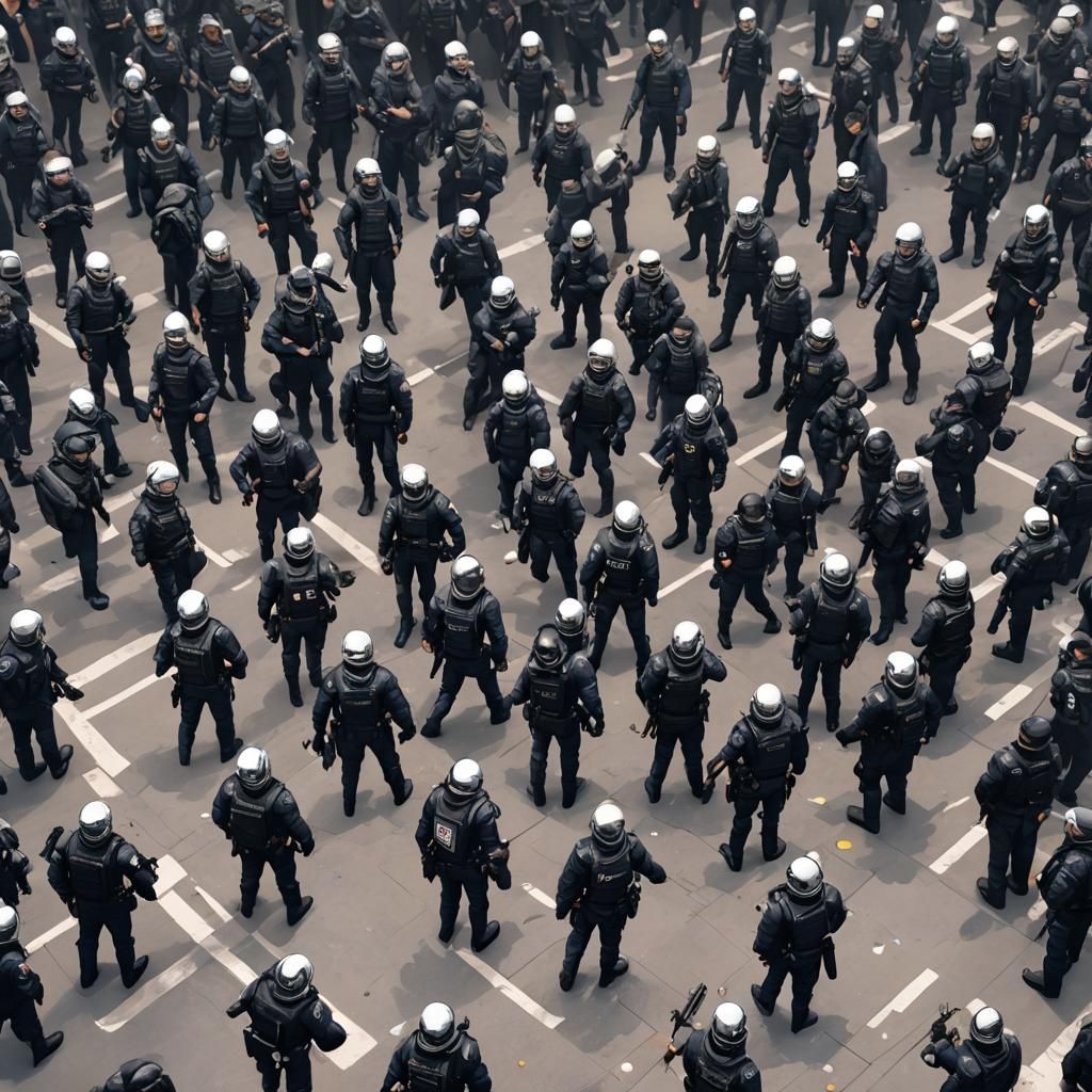 Detailed Anime Riot Police Concept Art