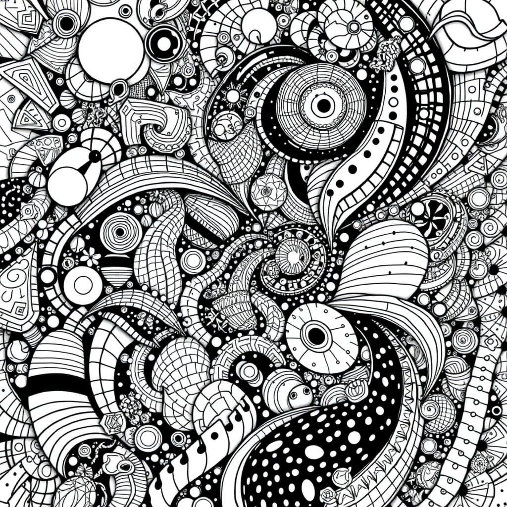 Abstract Doodle Drawing in Fine Liner Style
