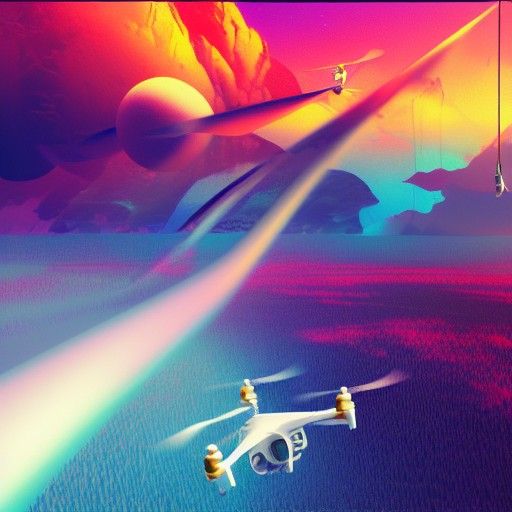 Colorful Cosmic Landscape with Drone: Anime Digital Art
