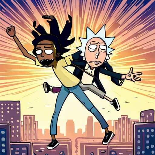 Gangsta Couple Falling in Rick and Morty Style