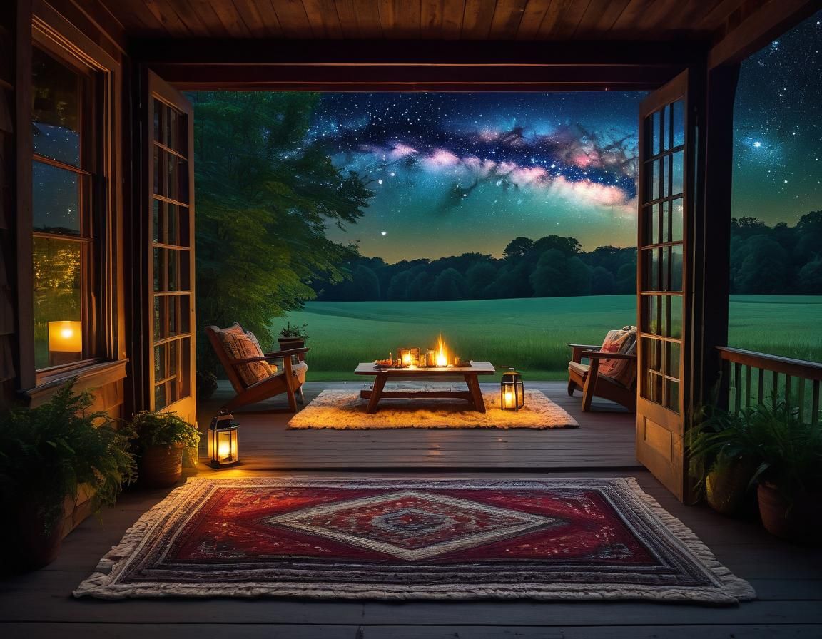 Night Sky Picnic from Cabin Door