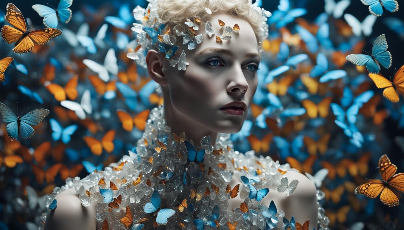 Crystal Mannequin Portrait in a Surreal Setting