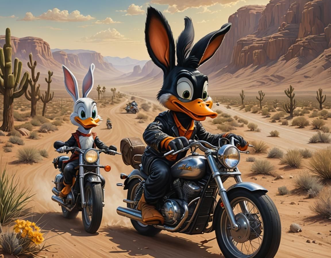 Bugs Bunny and Daffy Duck: Desert Motorcycle Ride