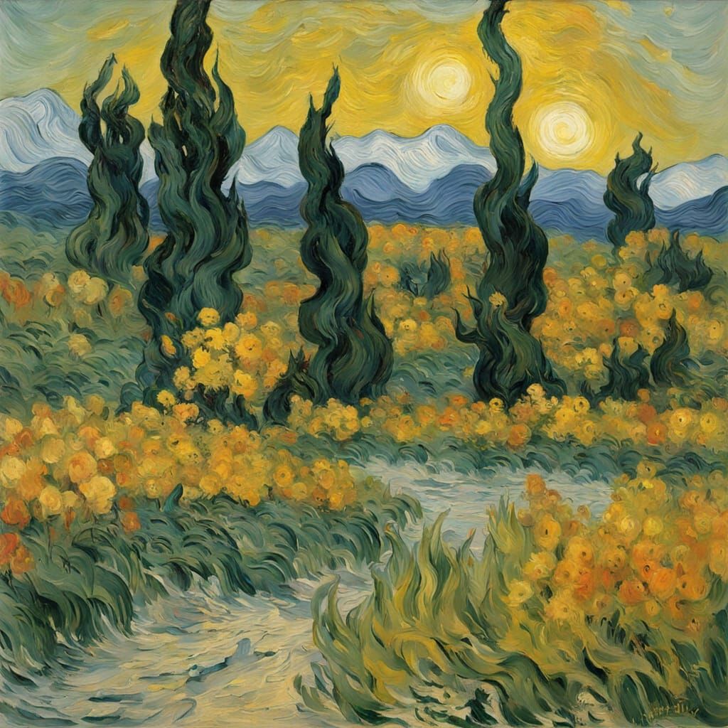 Gouache Impressionist Masterpiece with Dripping Paint and Ci...