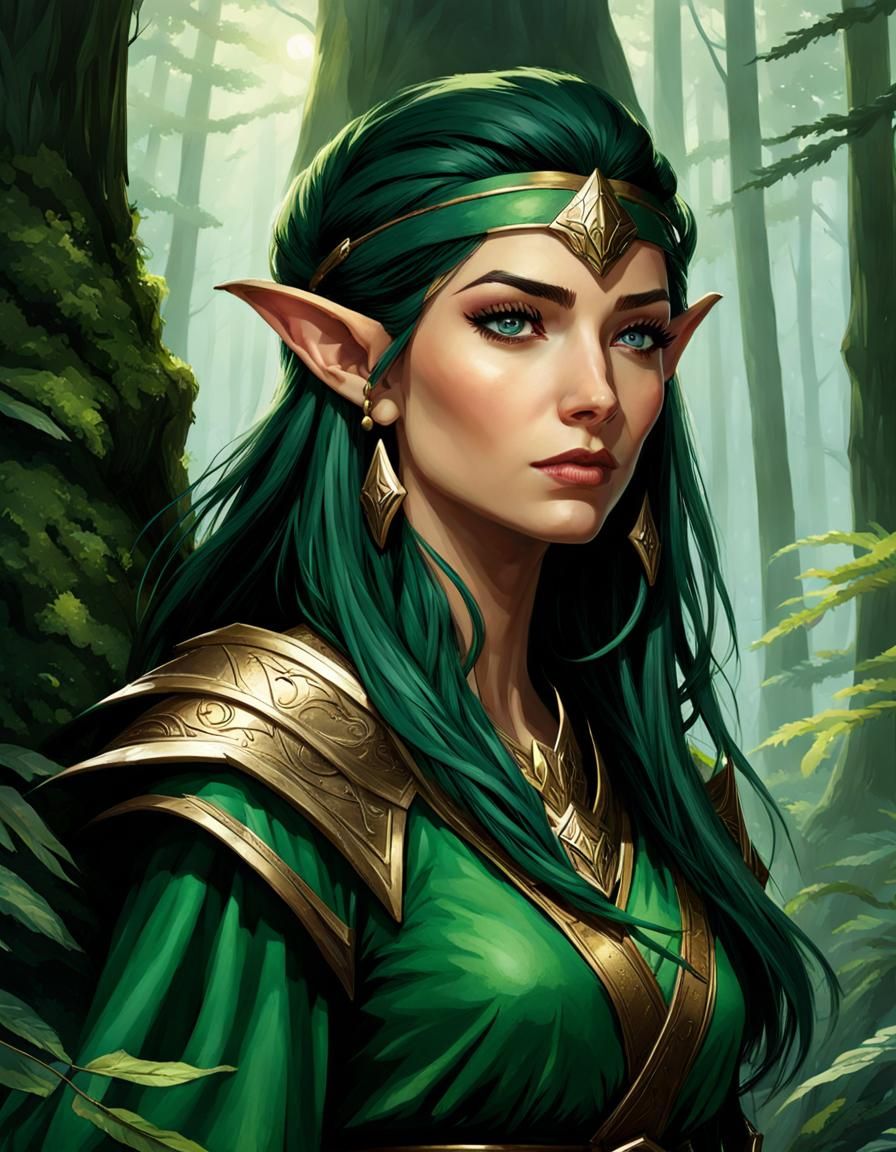Elf Ranger Portrait in Ancient Forest