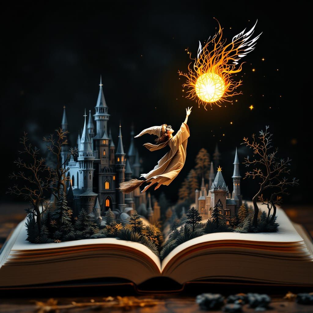 Mystical Pop-Up Book with Wizard Castle Diorama
