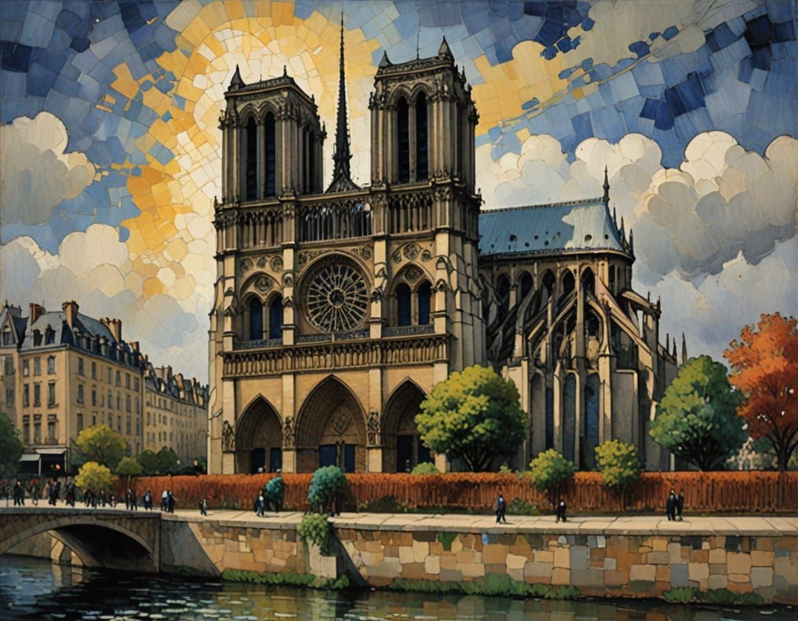 Vintage Notre Dame Cathedral in Gothic Splendor