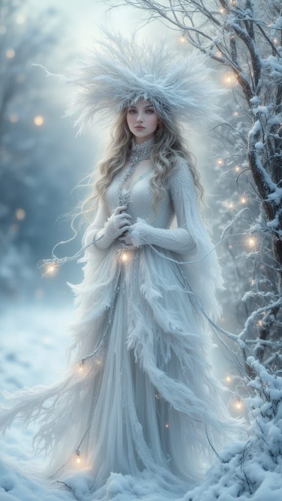 White Witch Portrait in Winter Wonderland