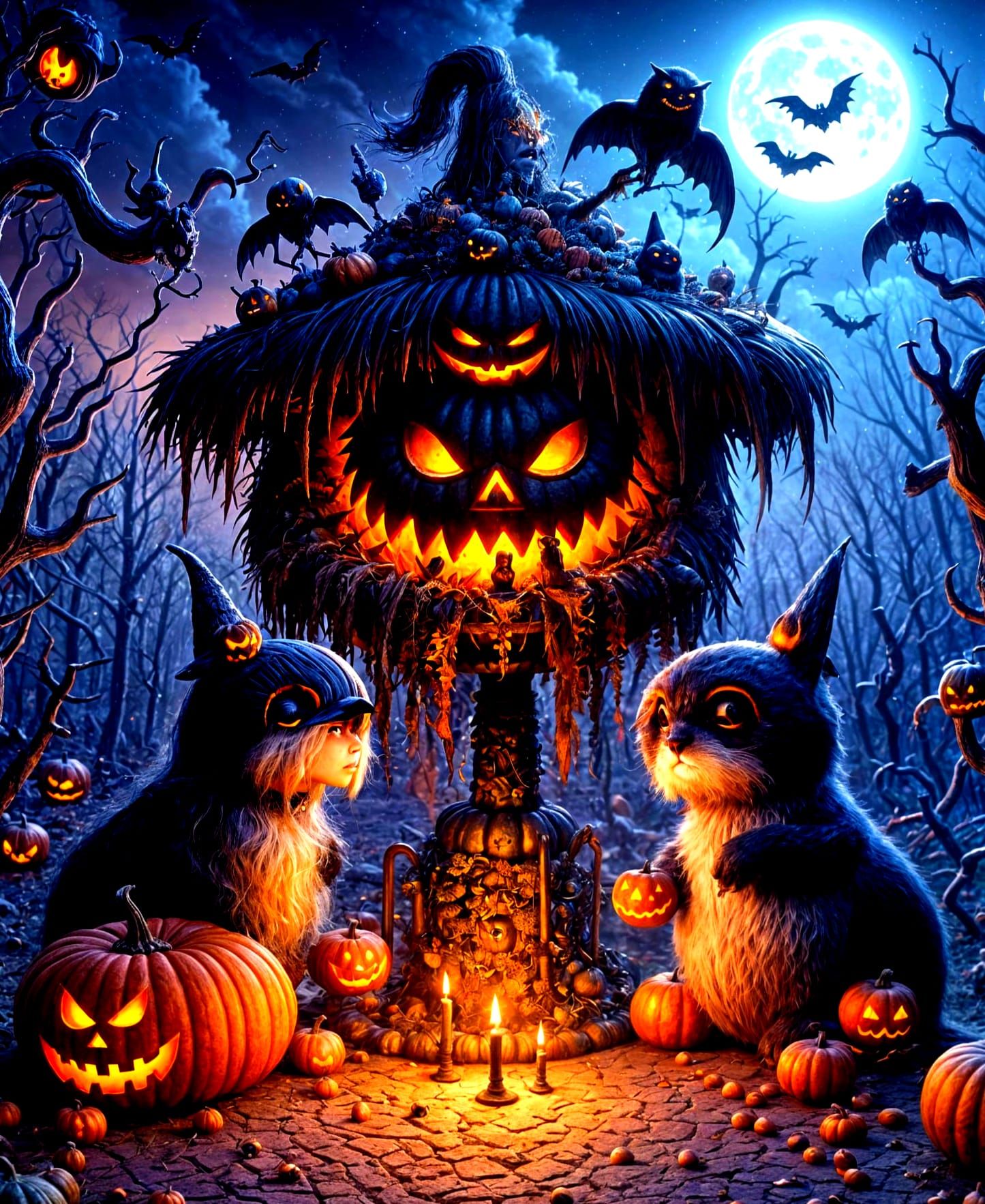 Haunted Halloween Altar With Goth Witches