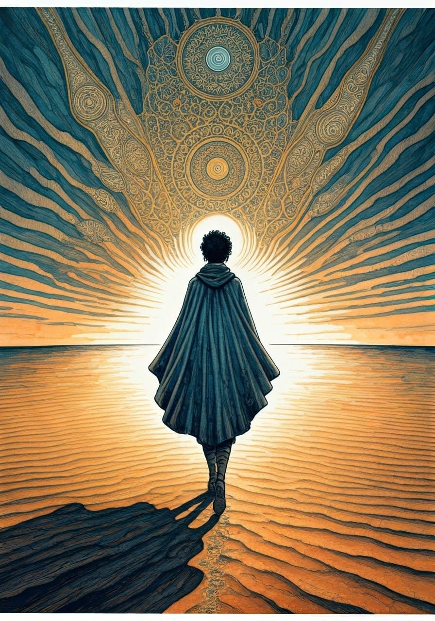 Desert Walker: Watercolour and Ink Illustration