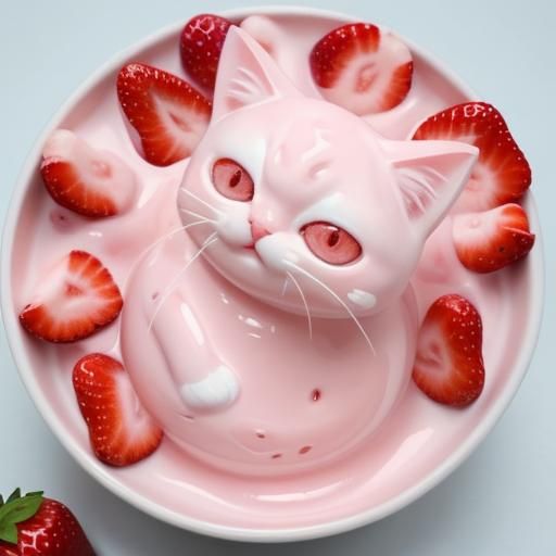 Strawberry Milk Cat: An AI Creation
