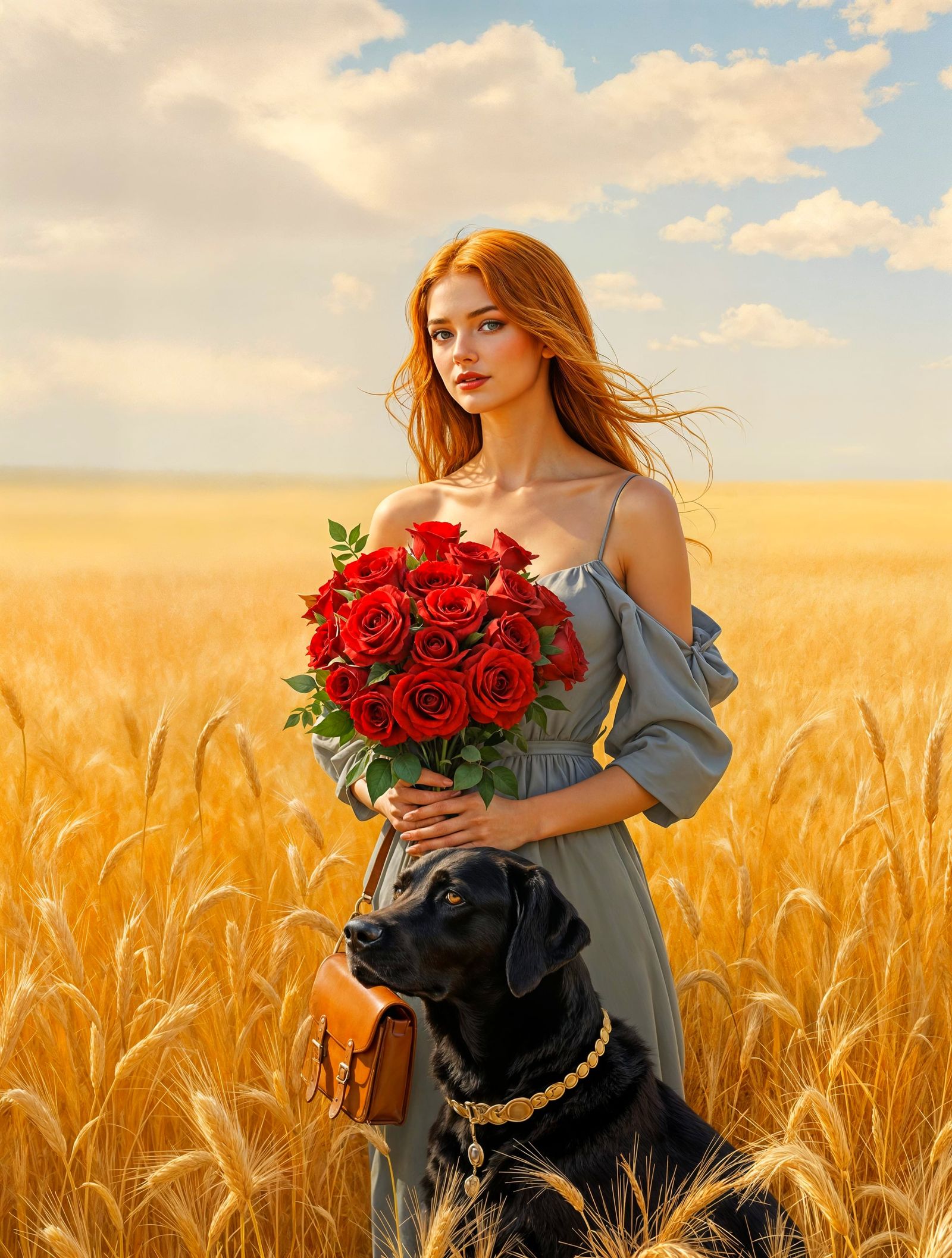 Serenely Standing Beauty in a Golden Wheat Field