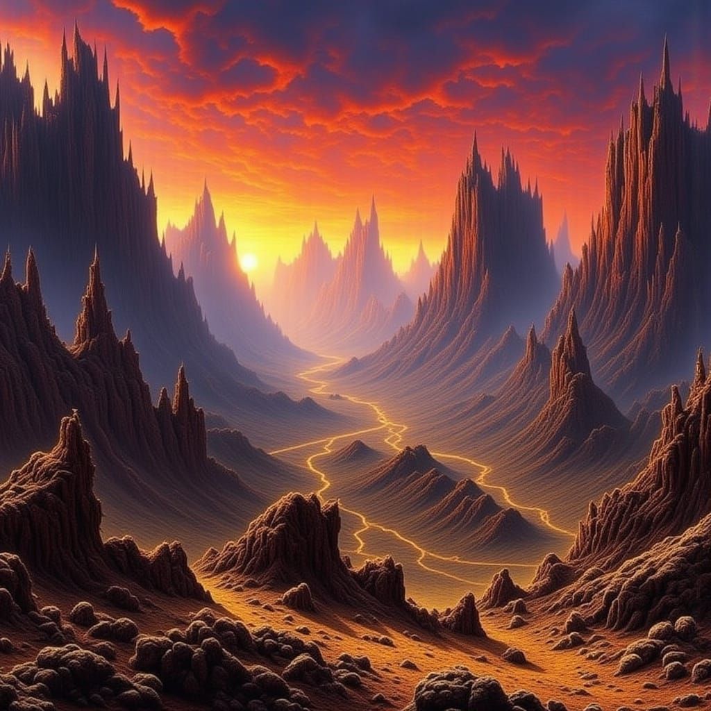 Forbidding Fortress Emerges in Fantasy Landscape