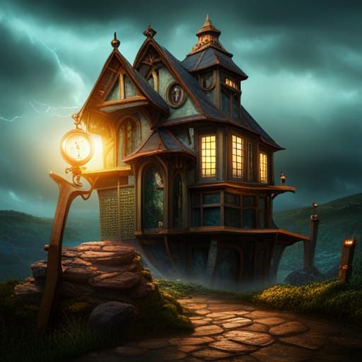 Clockwork House on a Stormy Day: Matte Painting
