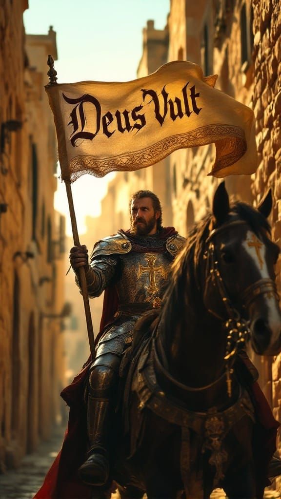 Medieval Knight Rides Through Ancient Jerusalem Streets at G...