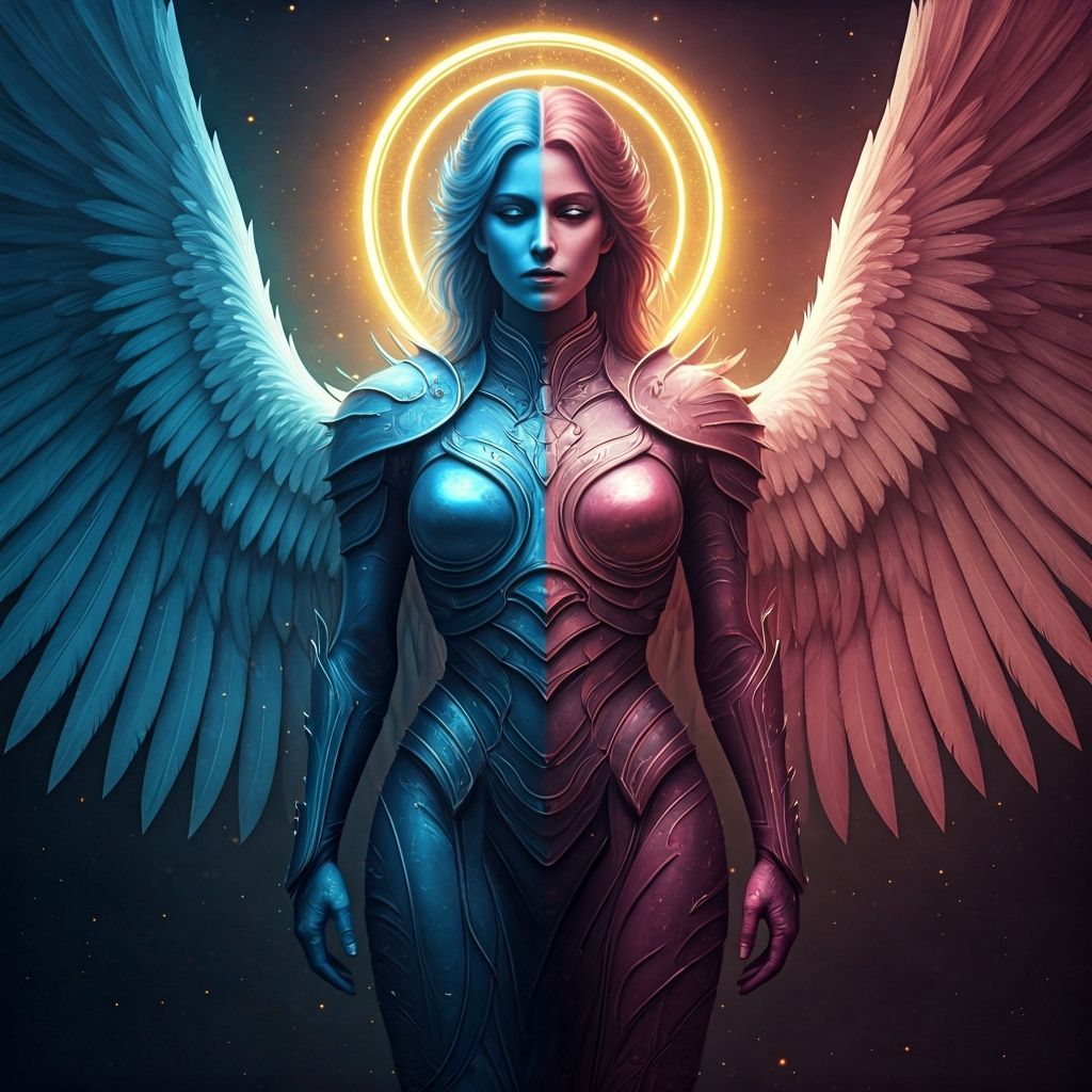 Angelic Majesty in Starlight Armor, Digital Art