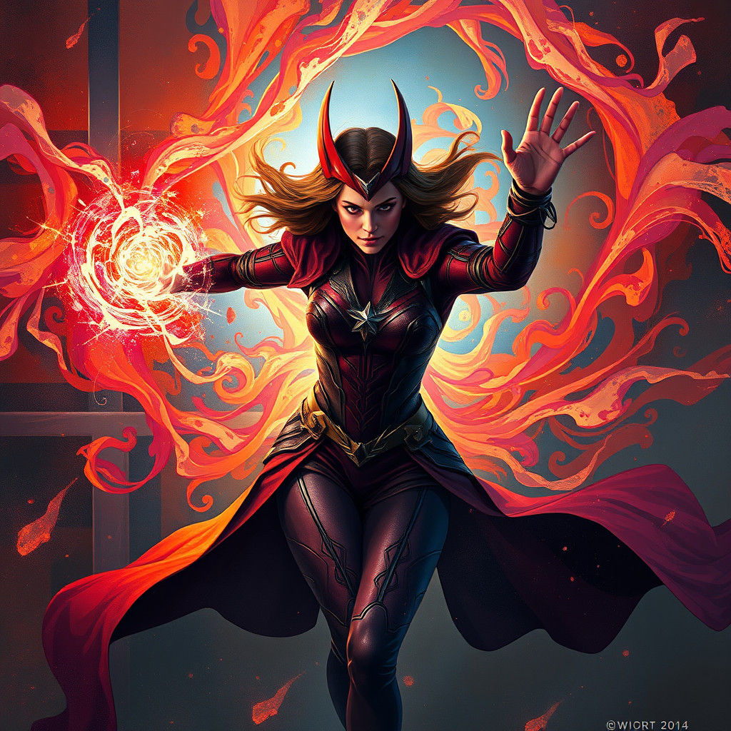 Scarlet Witch Unleashing Magical Potential in Fantasy Art